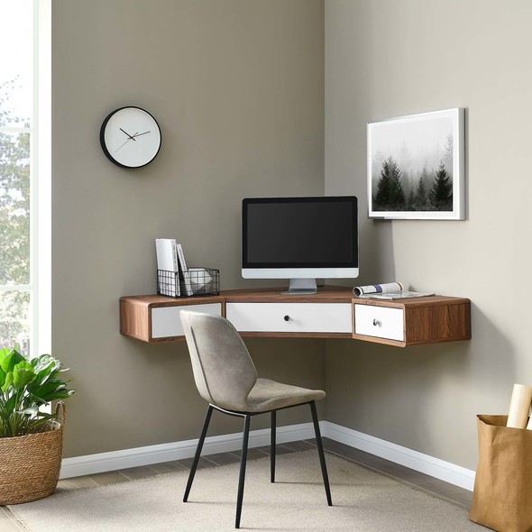 folding chair for office Modway Furniture Computer Desks Desks Walnut White