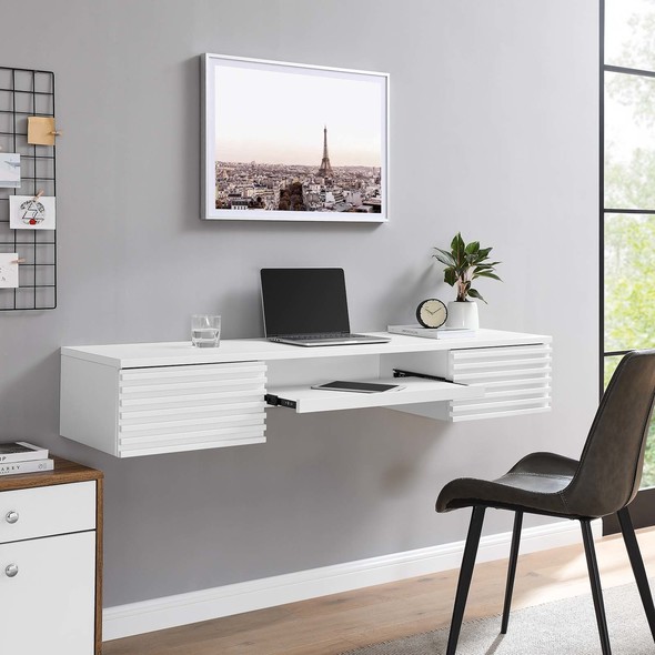 desk and shelving unit Modway Furniture Computer Desks White
