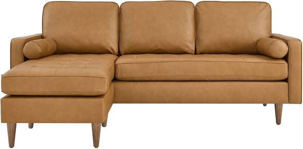 sectional sofa leather brown Modway Furniture Sofas and Armchairs Tan