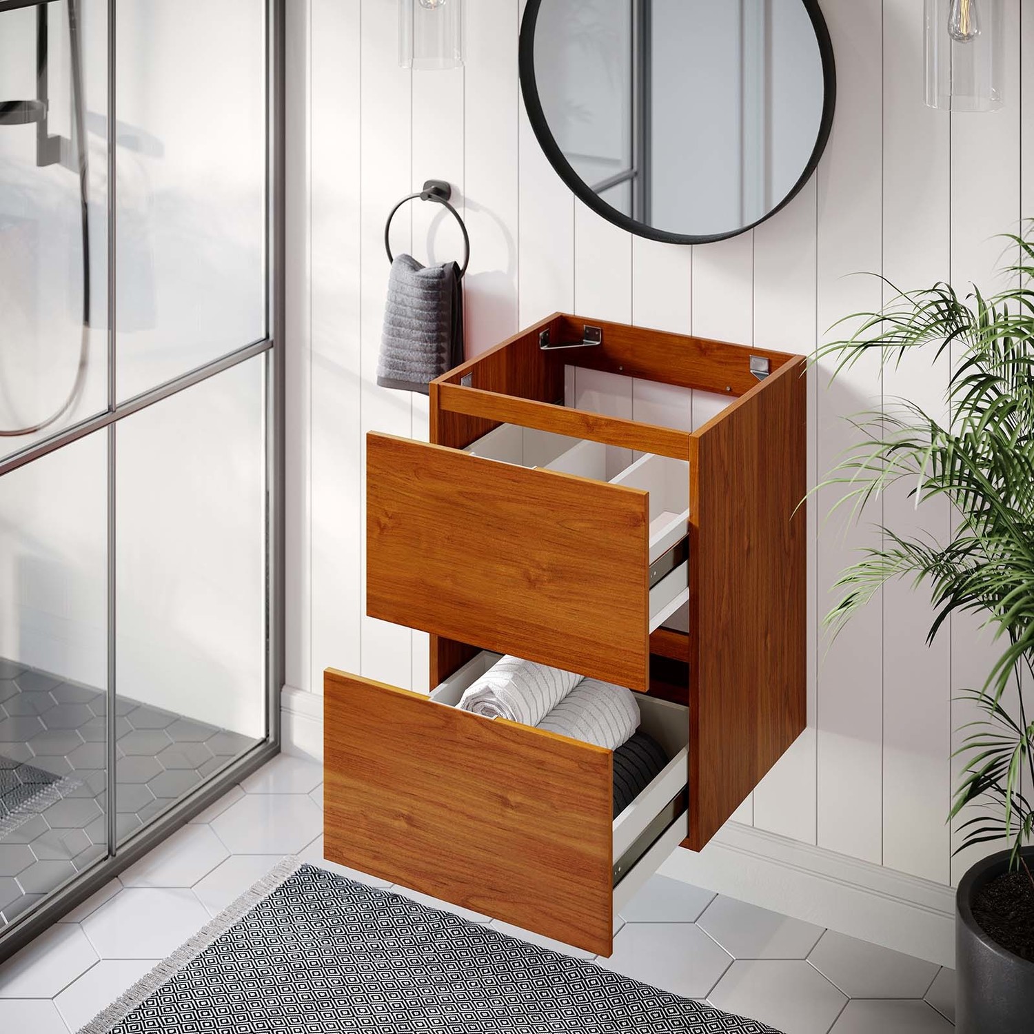 reclaimed wood vanity unit Modway Furniture Vanities Cherry Walnut