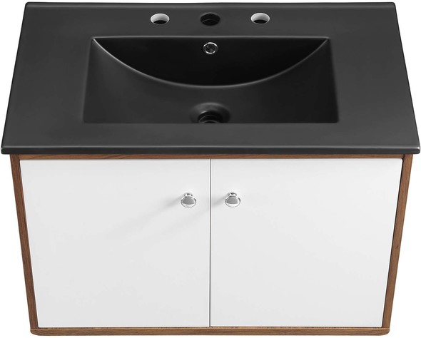 30 in bathroom vanity with drawers Modway Furniture Vanities Walnut Black
