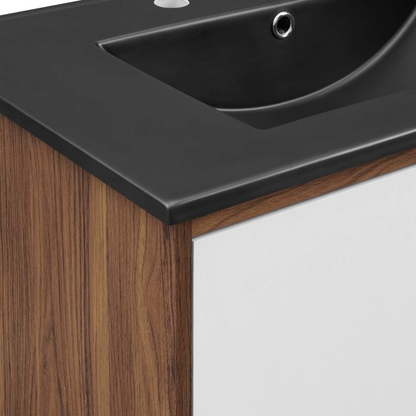30 in bathroom vanity with drawers Modway Furniture Vanities Walnut Black