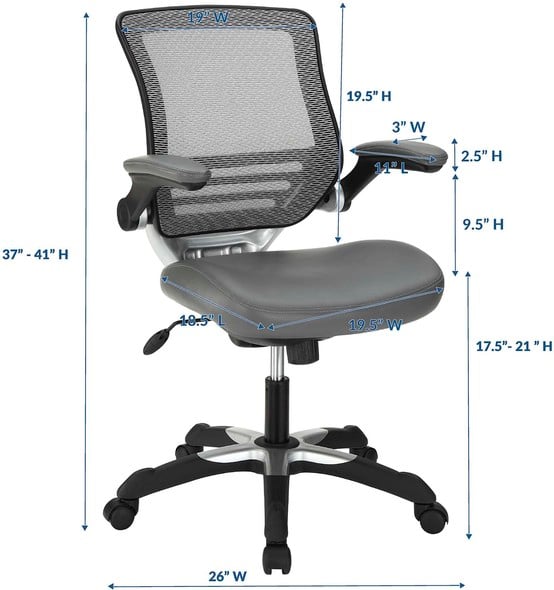 black ergonomic chair Modway Furniture Office Chairs Office Chairs Gray