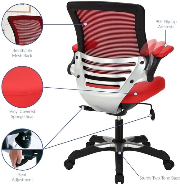black upholstered office chair Modway Furniture Office Chairs Red