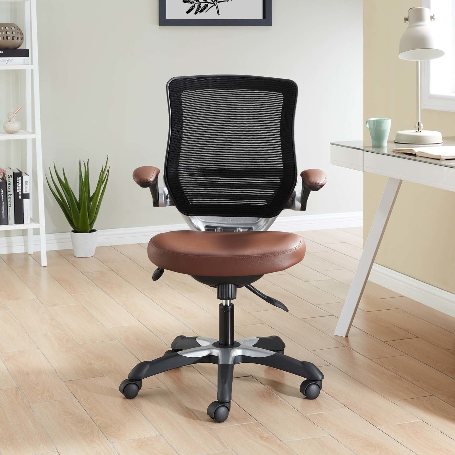 upholstered chair office Modway Furniture Office Chairs Tan