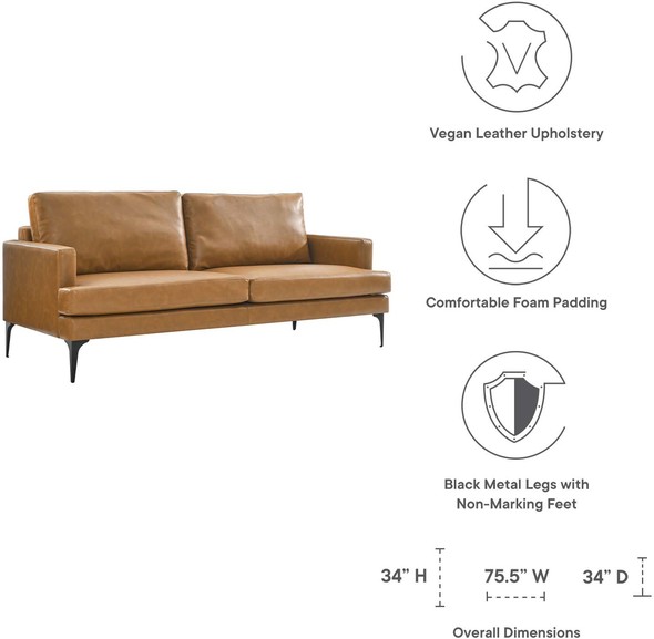 chaise sofa couch Modway Furniture Sofas and Armchairs Tan