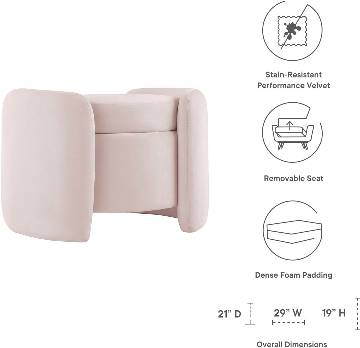 bench accent Modway Furniture Sofas and Armchairs Pink