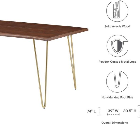 cheap dining table and 4 chairs Modway Furniture Gold Walnut