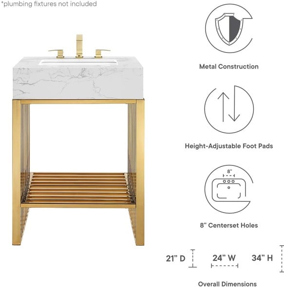 60 vanity without top Modway Furniture Vanities Bathroom Vanities White Gold