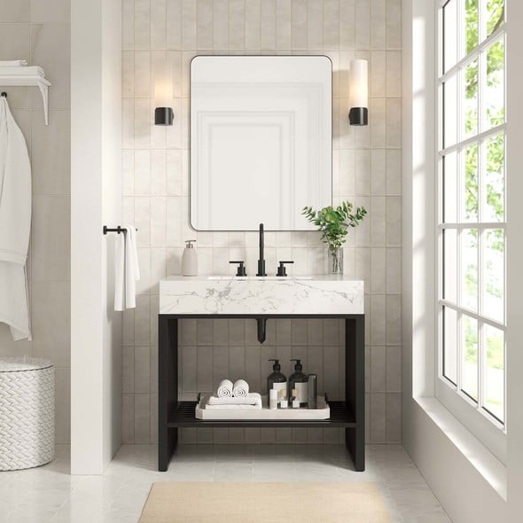 walnut vanity Modway Furniture Vanities Bathroom Vanities White Black