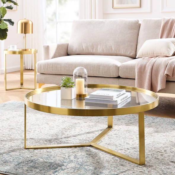 coffee table set with chairs Modway Furniture Tables Gold