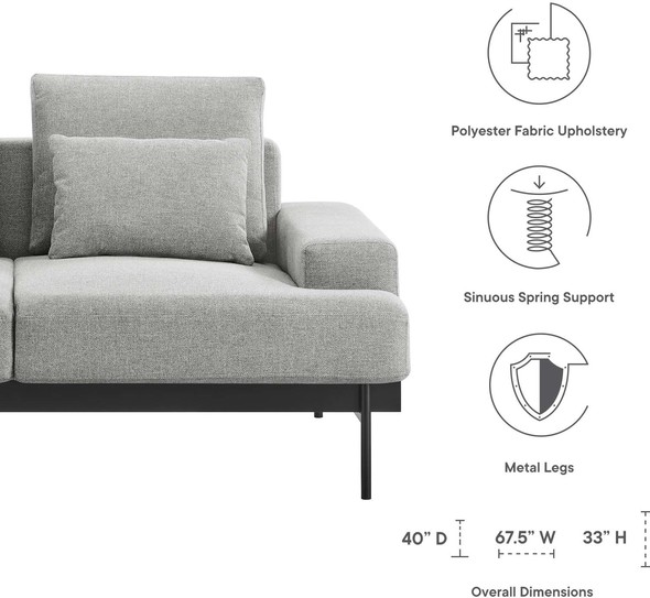 sectional couch with a pull out bed Modway Furniture Sofas and Armchairs Light Gray