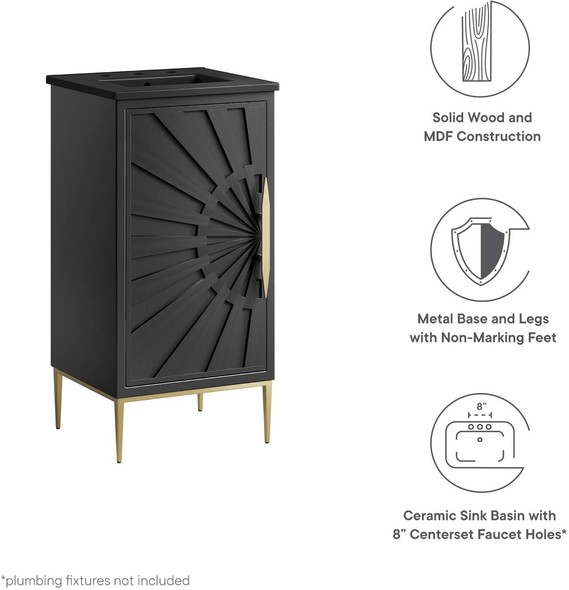 small wooden bathroom cabinet Modway Furniture Vanities Black Black