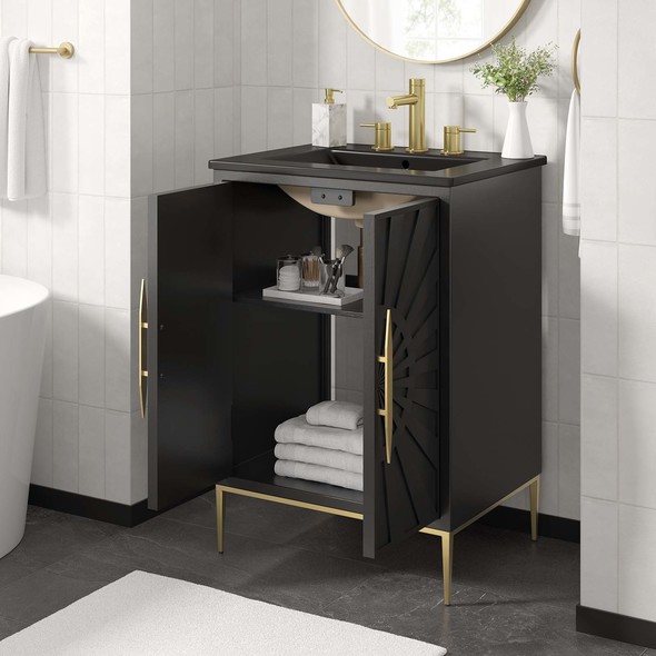 modern farmhouse bathroom vanity Modway Furniture Vanities Black Black