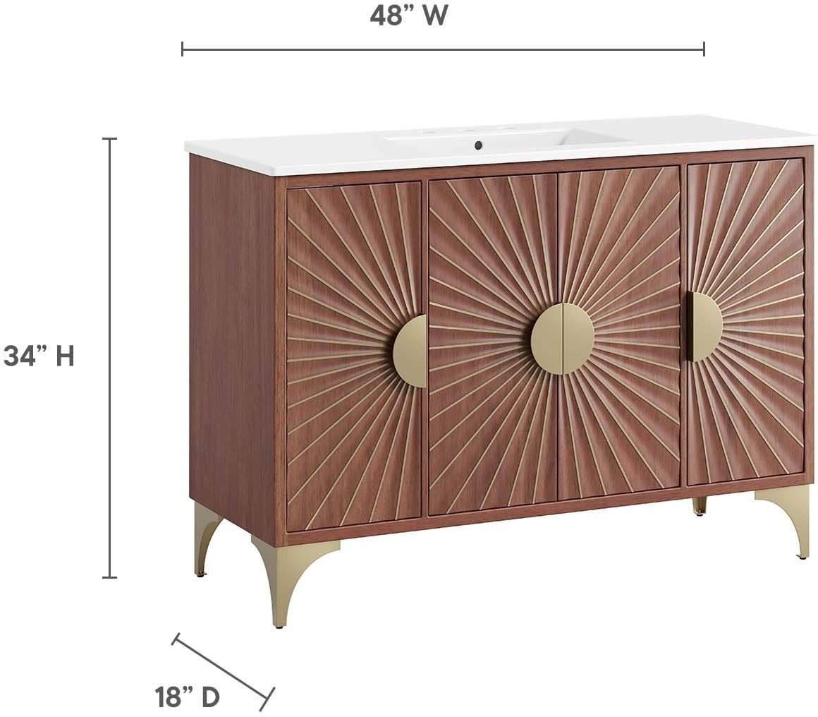farmhouse bathroom cabinet Modway Furniture Vanities White Walnut