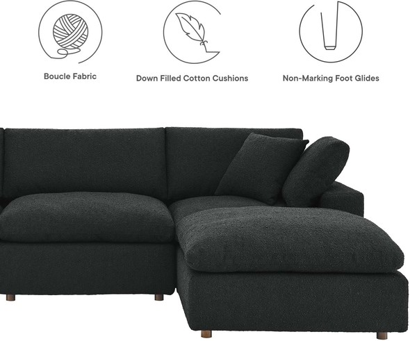 black leather couch with chaise Modway Furniture Sofas and Armchairs Black