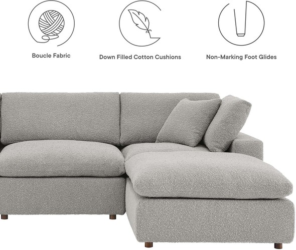 apartment sofa with chaise Modway Furniture Sofas and Armchairs Sofas and Loveseat Light Gray