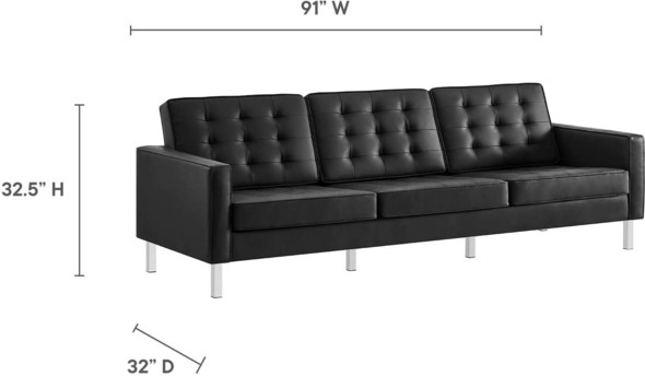 modern contemporary leather furniture Modway Furniture Sofas and Armchairs Silver Black