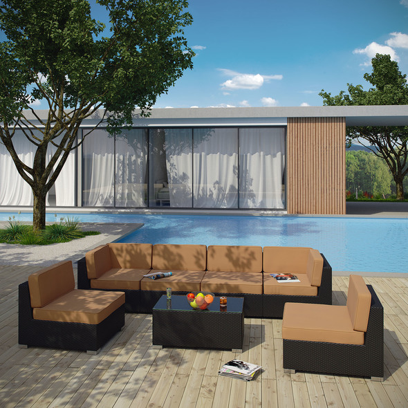 backyard furniture set Modway Furniture Sofa Sectionals Outdoor Sofas and Sectionals Espresso Mocha