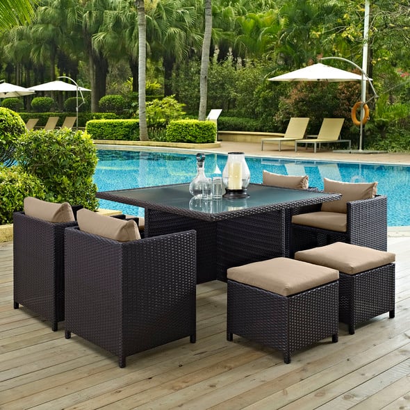 8 seat garden dining set Modway Furniture Bar and Dining Outdoor Dining Sets Espresso Mocha