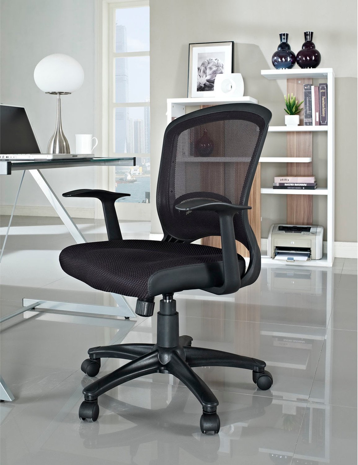 mesh office Modway Furniture Office Chairs Black