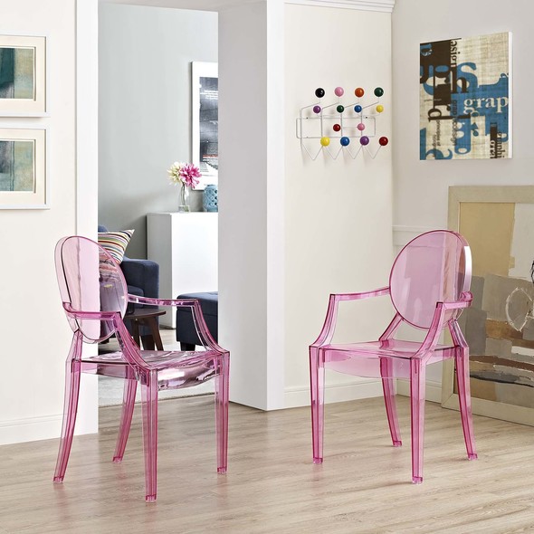gray dining table and chairs Modway Furniture Dining Chairs Pink