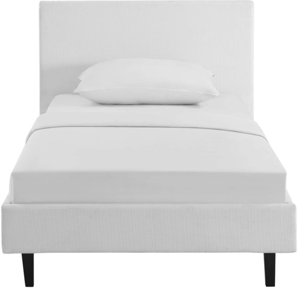 queen size platform bed frame with headboard Modway Furniture Beds White
