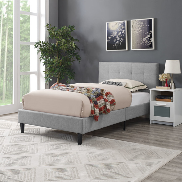queen size double bed with storage Modway Furniture Beds Light Gray