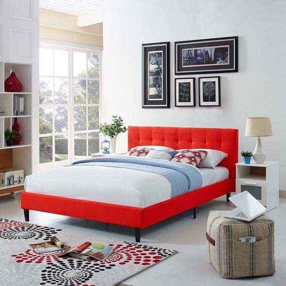 queen size metal platform bed frame Modway Furniture Beds Beds Atomic Red