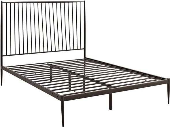 low profile king size bed frame with headboard Modway Furniture Beds Brown