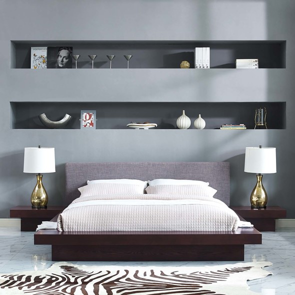 king size upholstered bed with storage Modway Furniture Bedroom Sets Cappuccino Gray