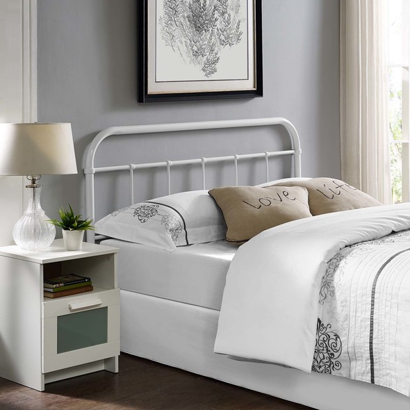 nailhead upholstered bed Modway Furniture Headboards White