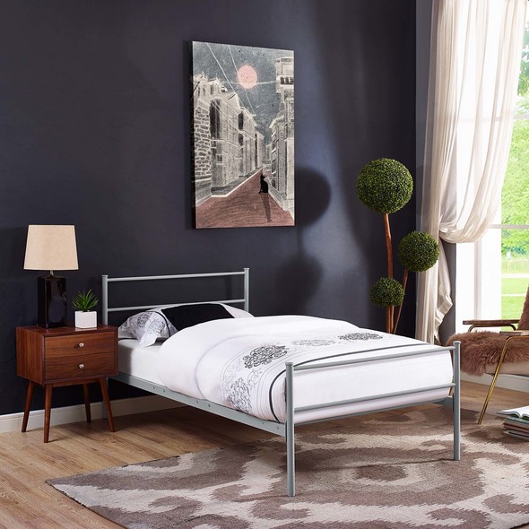 queen size platform bedframe Modway Furniture Beds Gray