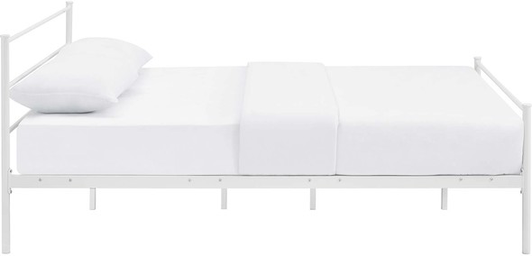 metal frame twin size bed frame Modway Furniture Beds White