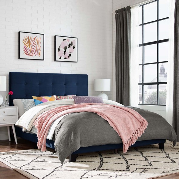 grey bed base Modway Furniture Beds Midnight Blue