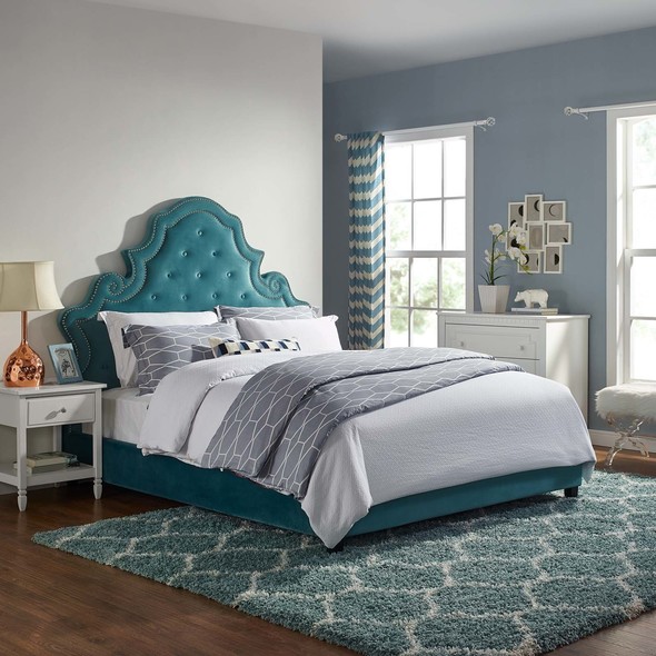 low profile queen bed frame with storage Modway Furniture Beds Sea Blue