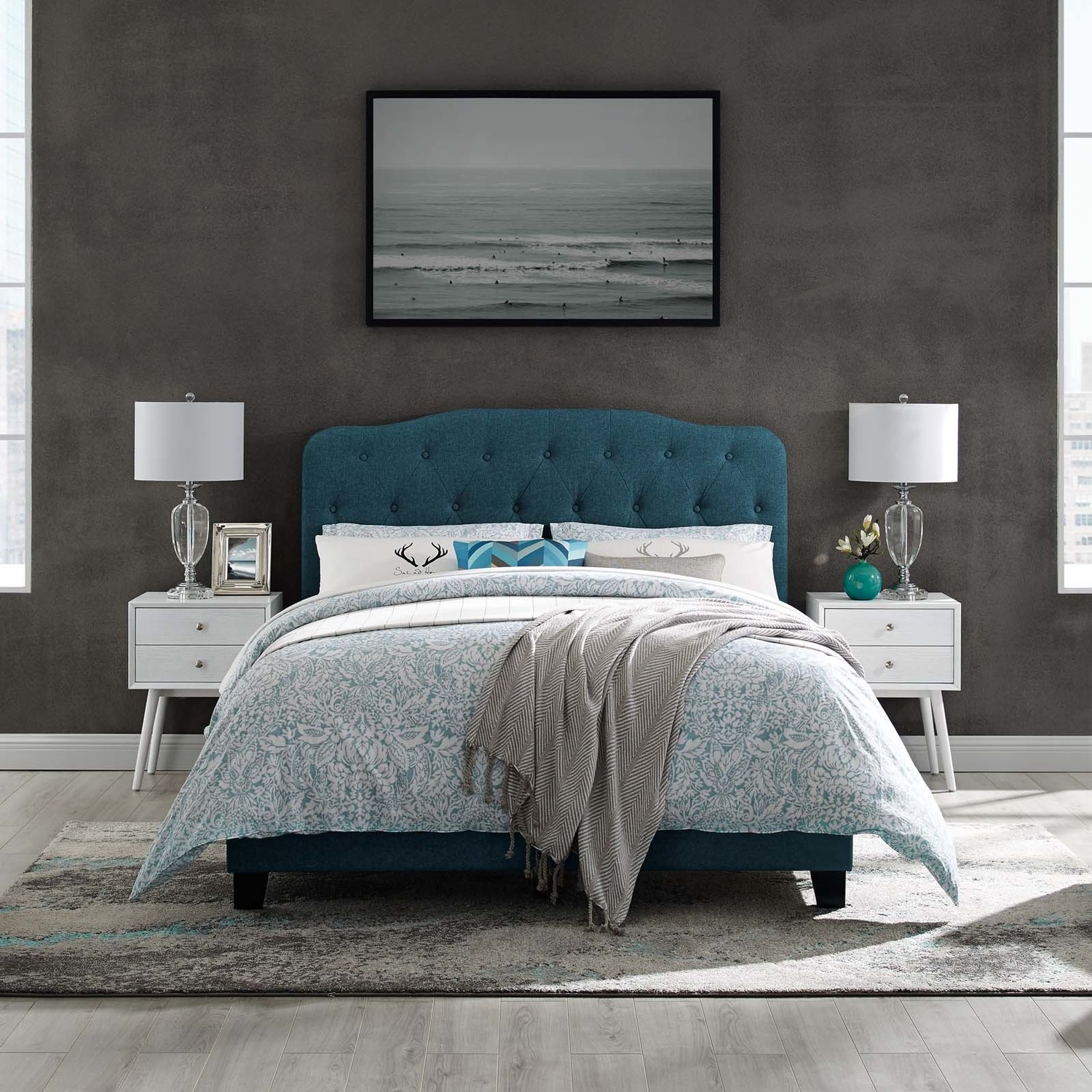 gray velvet bed frame Modway Furniture Beds Azure