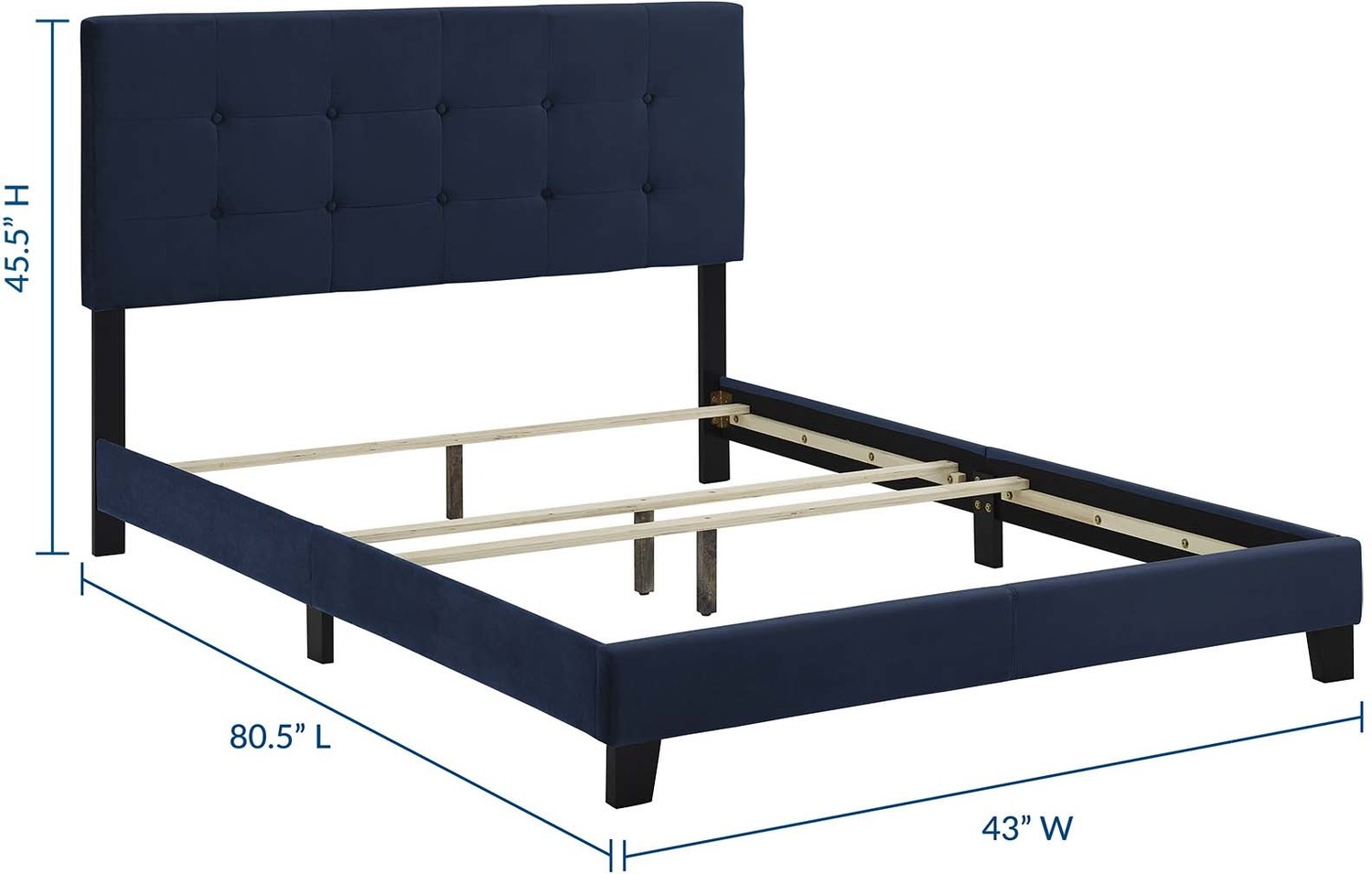 twin metal headboard Modway Furniture Beds Midnight Blue