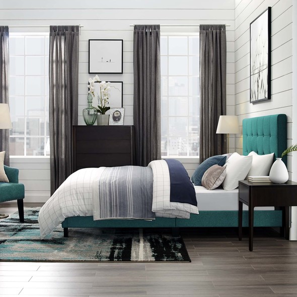 king bed wood and upholstered Modway Furniture Beds Teal
