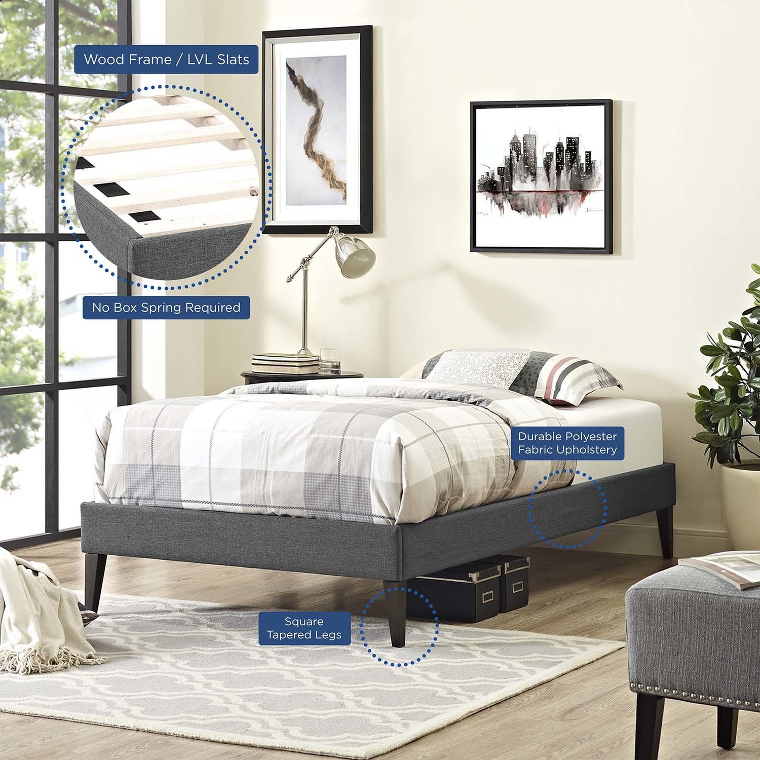 white single beds with storage Modway Furniture Beds Beds Gray