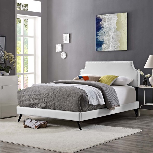 full double platform bed with headboard Modway Furniture Beds White