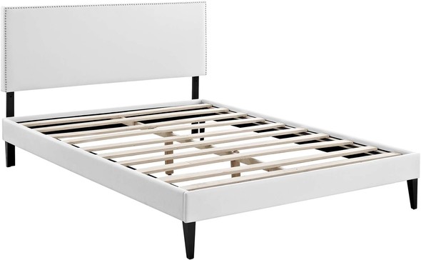 beige platform bed king Modway Furniture Beds White