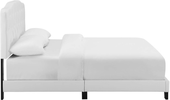 twin bed upholstered headboard Modway Furniture Beds White