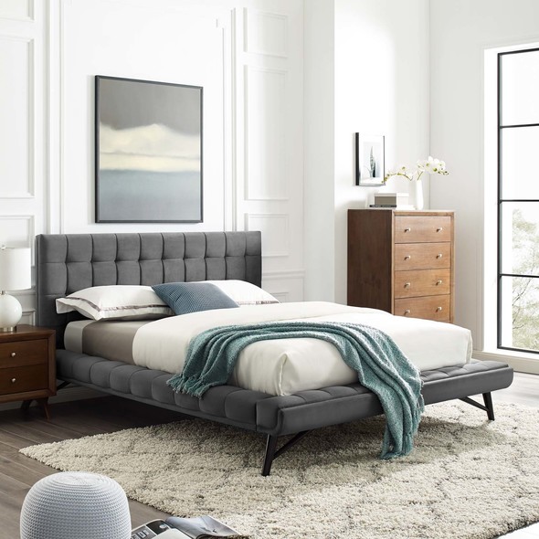 pedestal bed frame king Modway Furniture Beds Beds Gray