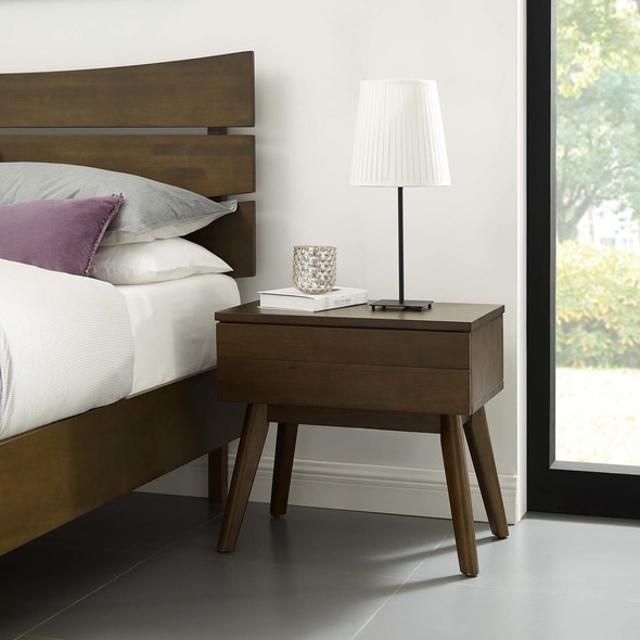 light brown bedside table Modway Furniture Case Goods Walnut
