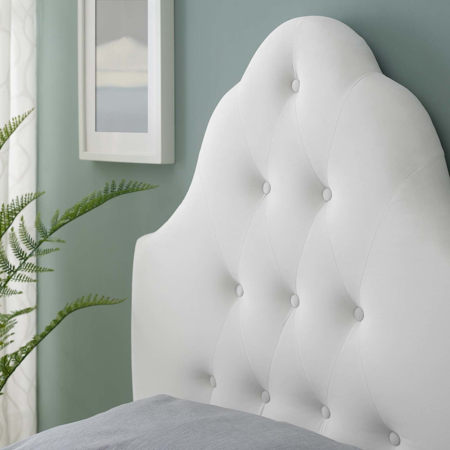 bed frame with leather headboard Modway Furniture Headboards White