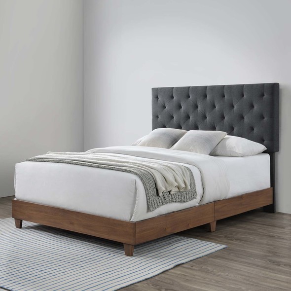 grey upholstered bed with storage Modway Furniture Beds Walnut Gray