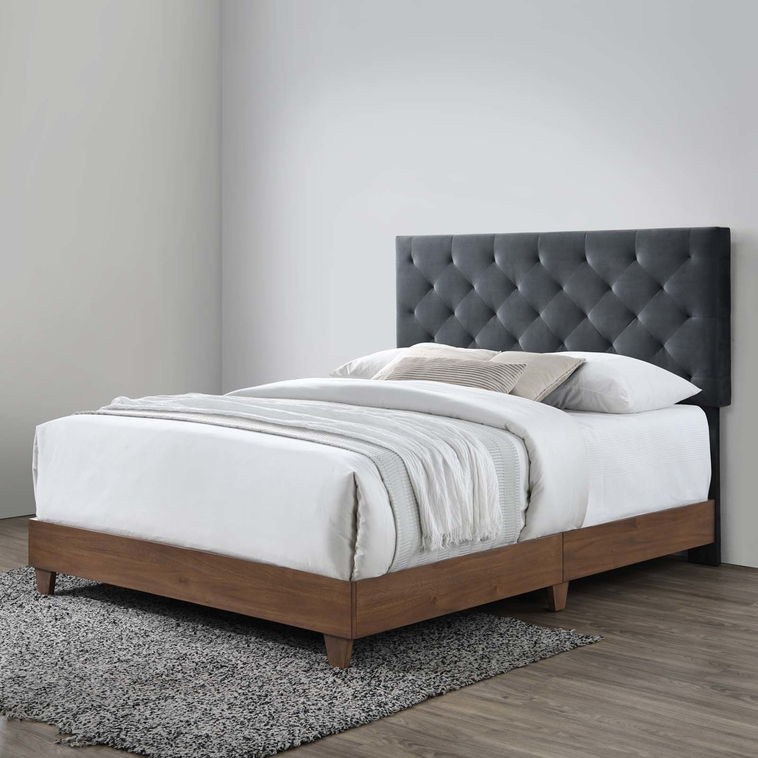 king size low platform bed Modway Furniture Beds Walnut Charcoal