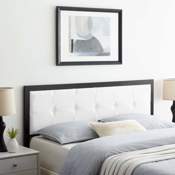 white bed with cushion headboard Modway Furniture Headboards Black White