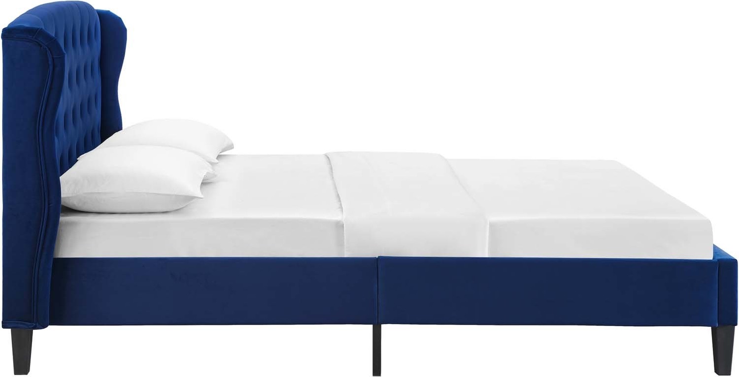 queen size bed frame with headboard and storage Modway Furniture Beds Navy